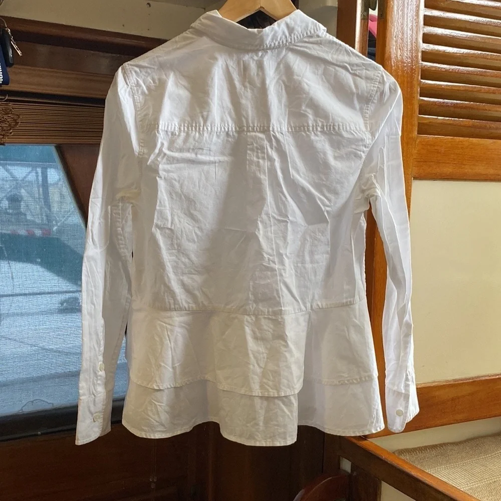 Kate Spade XS Broom street flared button down collared white shirt